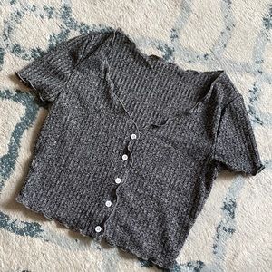 XS Marlee Grey Cropped Short Sleeve Cardigan